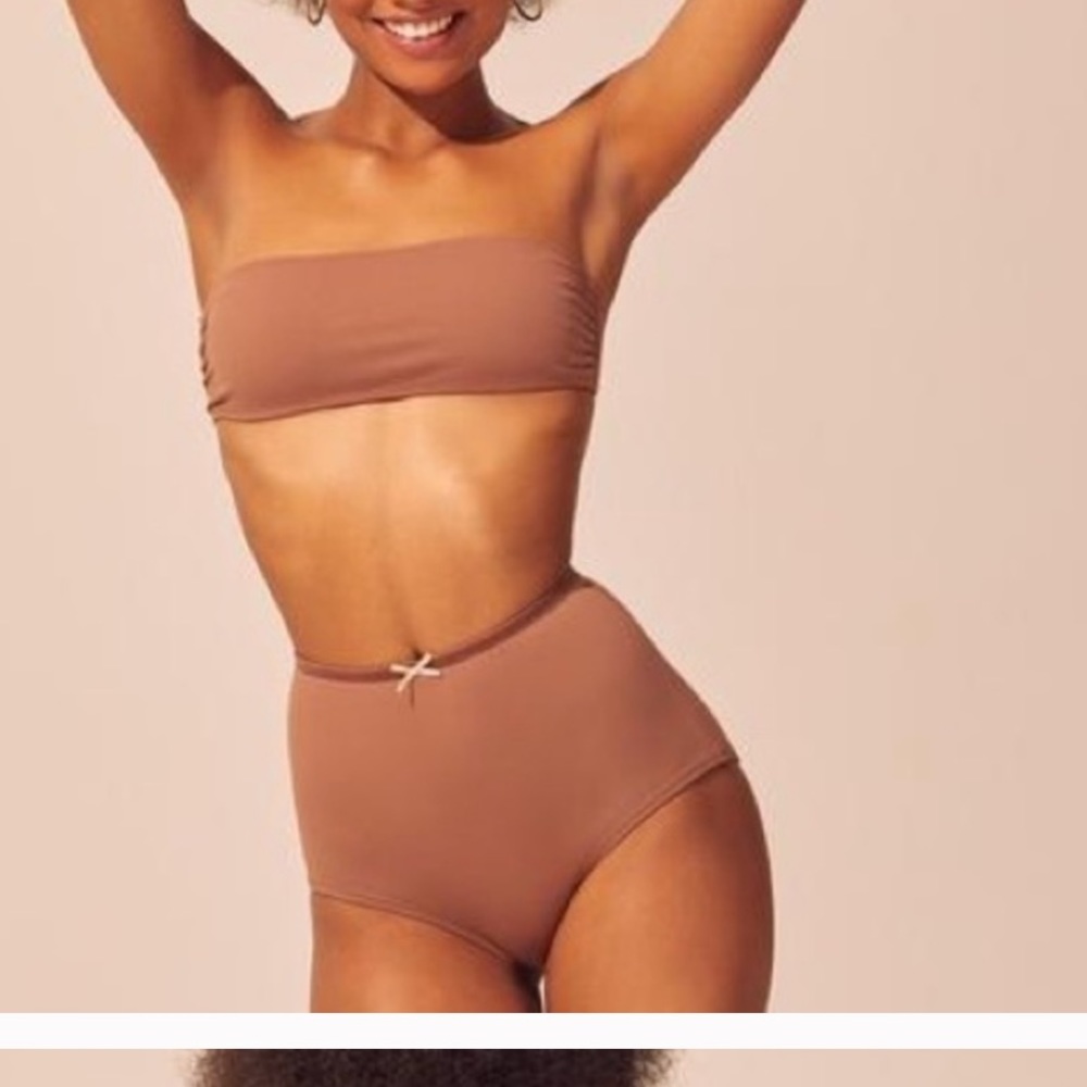 Solid and Striped the Violet bandeau bikini top.